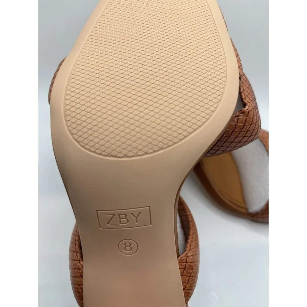 ZBY Brown‎ Open Toe Heel Sandals Sz 8 - Picture 4 of 7